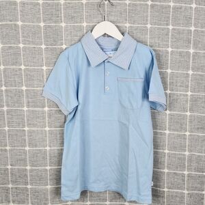 Bella Bliss Light Blue Striped Collar Polo Shirt